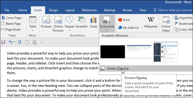 How to Take a Screenshot in Office and Insert It into a Document - 1