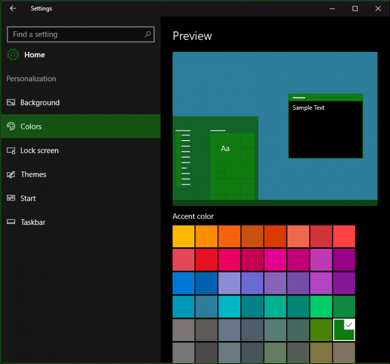 Update Windows 10 Colors In Personalization Settings