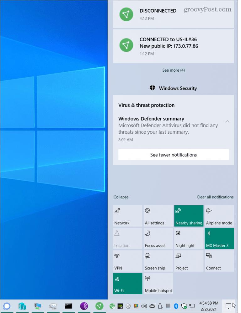 How To Manage Quick Action Buttons In Action Center On Windows 10