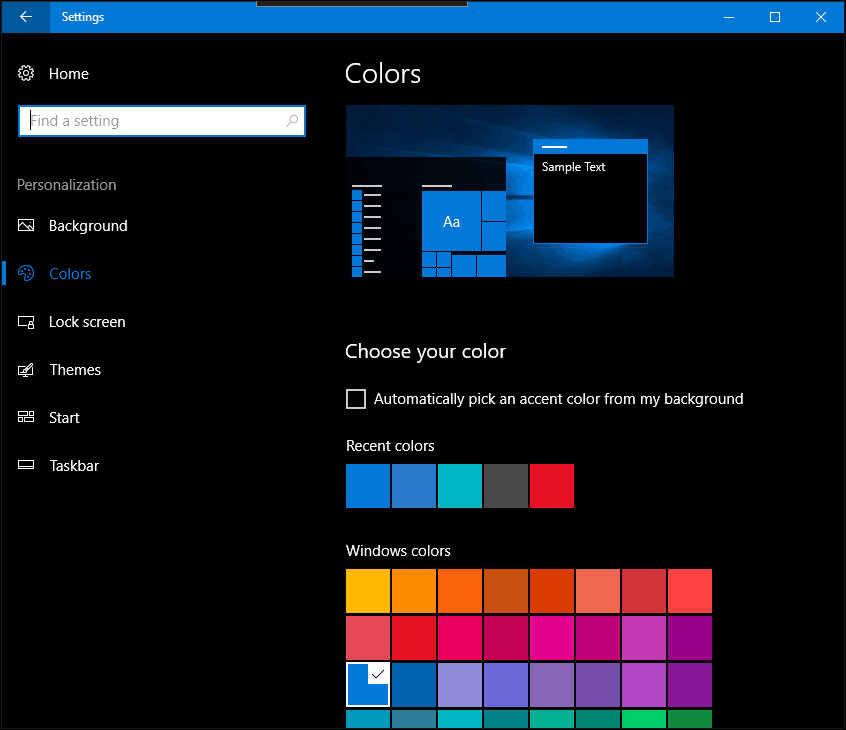 Windows Color Codes
