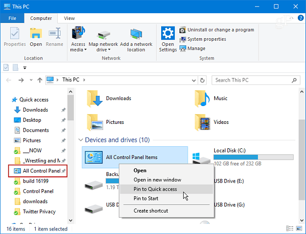 Make Accessing the Classic Control Panel in Windows 10 Easier