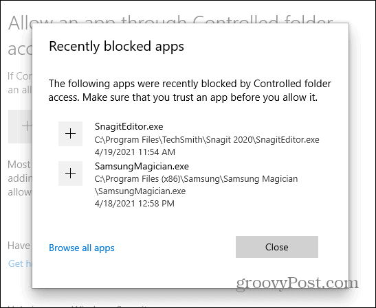 blocked apps