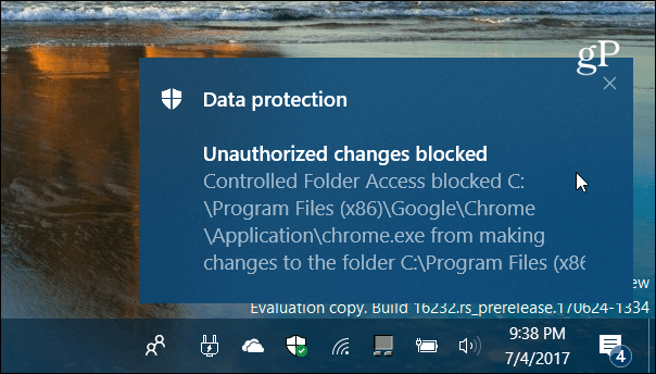 controlled folder access notification