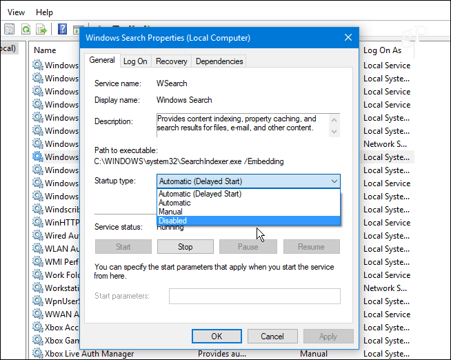 2 Disable Windows Search Service Windows 10