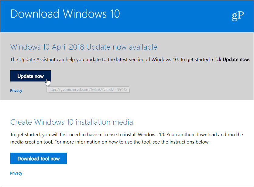 Download Windows 10 April 2018 Update
