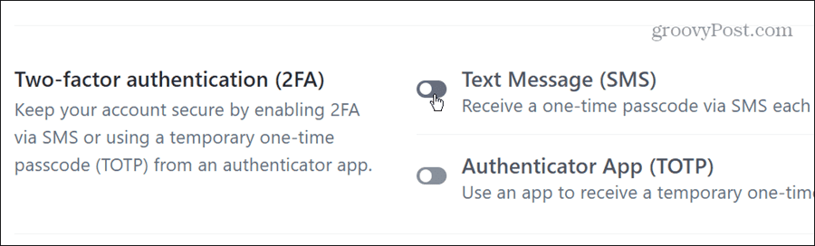 select 2fa method sms or authenticator app