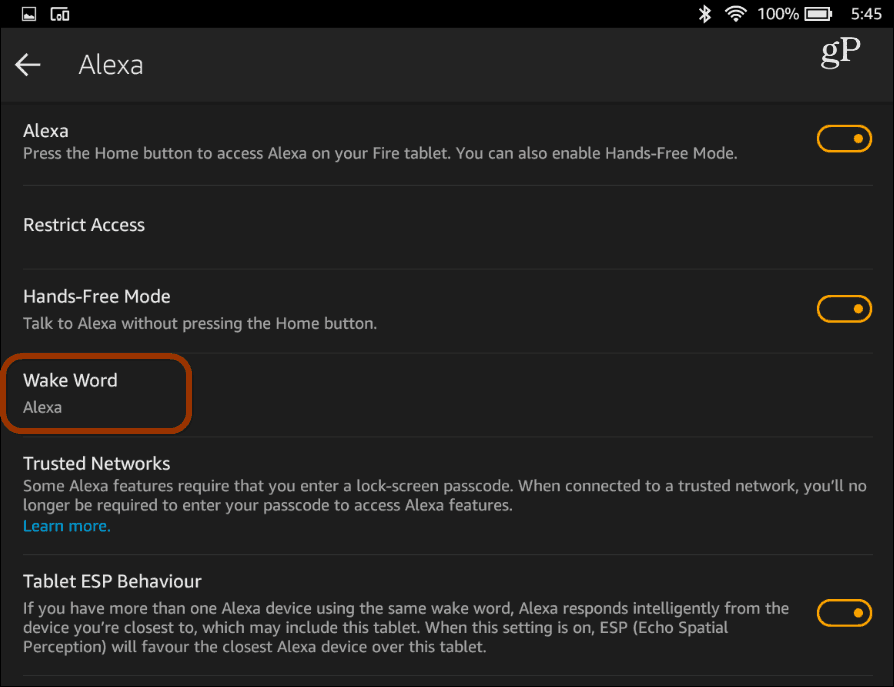Change the Alexa Wake Word for Fire HD Tablet in Show Mode - 77
