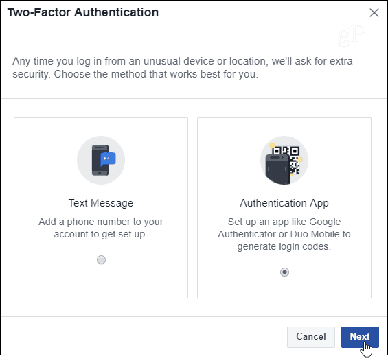 Facebook's two-factor authentication now works without a phone number