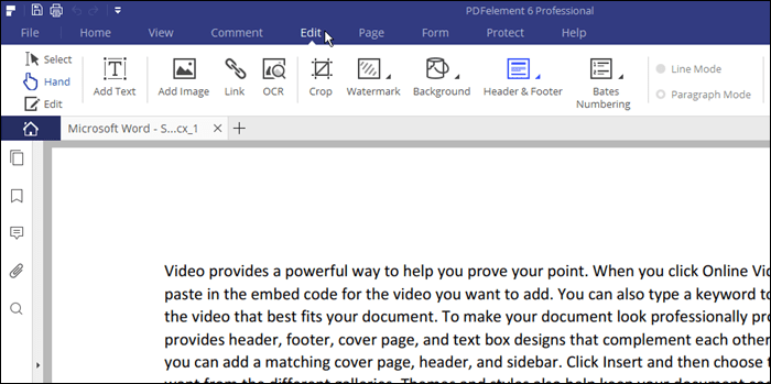 Edit toolbar in PDFelement 6