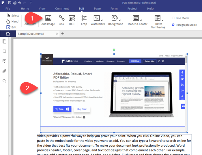 Add an image to a PDF file in PDFelement 6