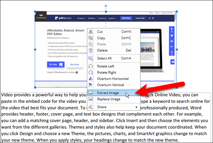 Extract an image from a PDF file in PDFelement 6