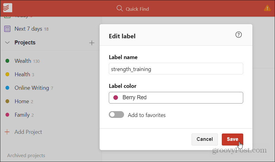 applying colors to labels
