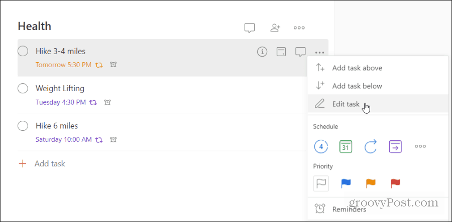 editing a task in todoist