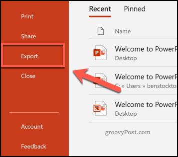 export to powerpoint presentation not showing up in word
