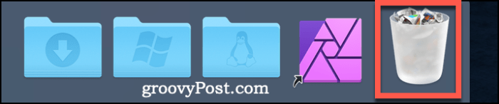 The Trash icon on the Dock on macOS