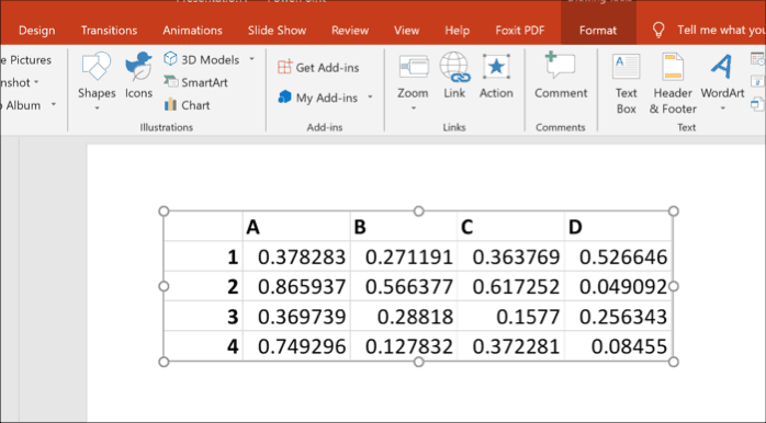 Excel data as an object in PowerPoint