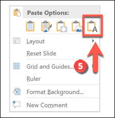 Pasting as text only in PowerPoint