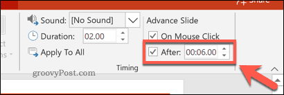 Setting a slide timing in PowerPoint