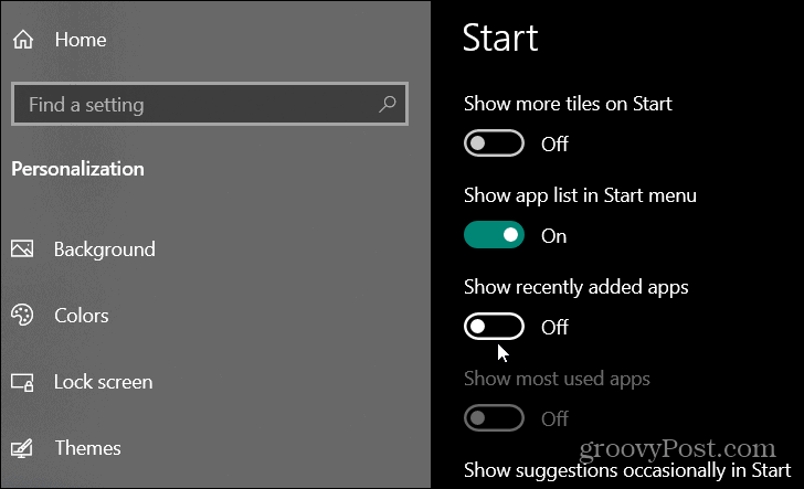 Remove Recently Added Apps from Windows 10 Start Menu - 7
