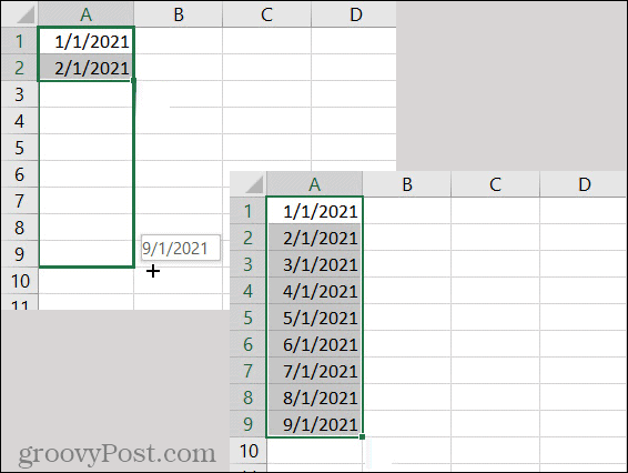 Excel AutoFill Date Pattern