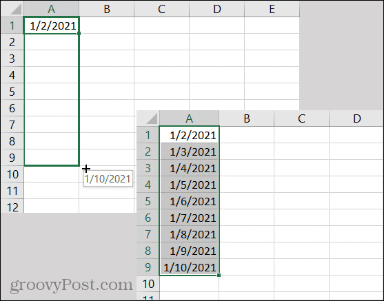 Excel AutoFill Dates