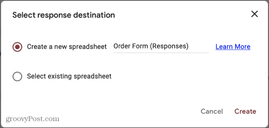 Google Forms Responses Destination