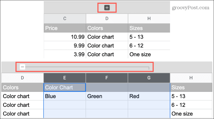 Expand and Collapse Grouped Columns