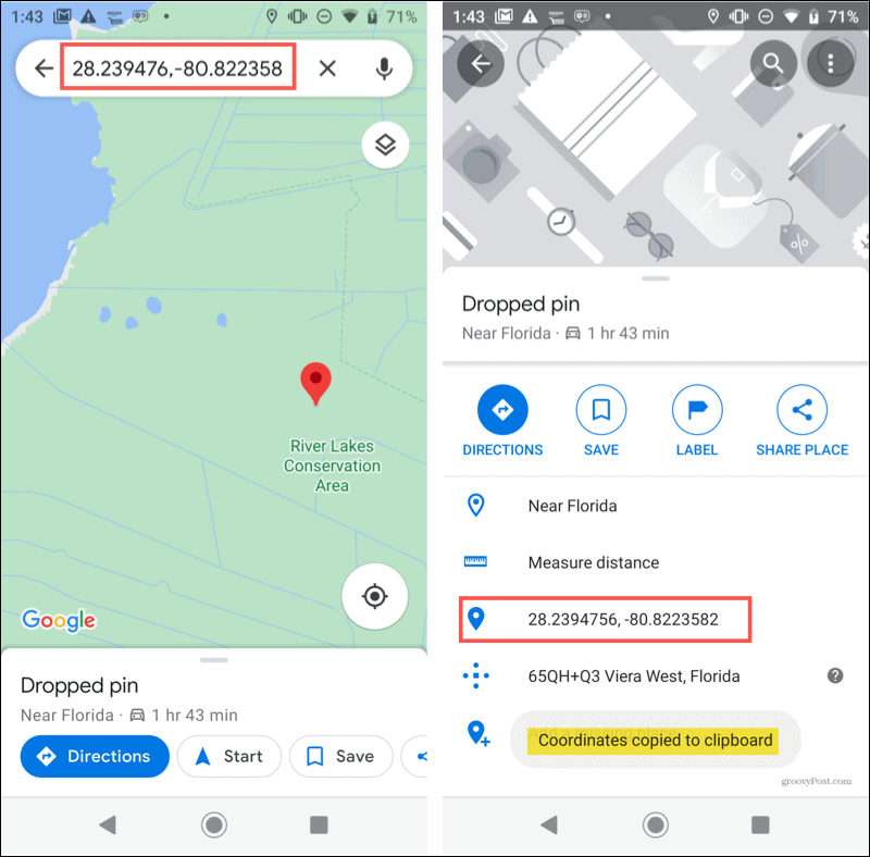 AndroidDroppedPin GoogleMaps 