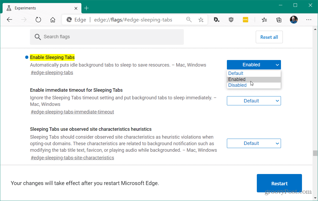 How to Enable Sleeping Tabs in Microsoft Edge to Save Memory - 4