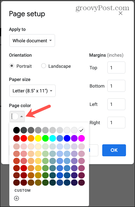 Google Docs Page Color