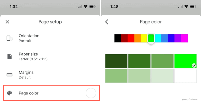 How to Set the Document Background Color in Google Docs