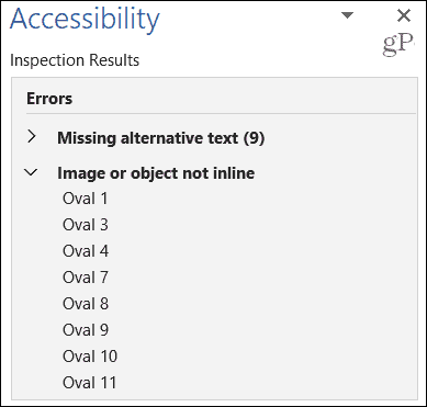 Microsoft Office Accessibility Checker Errors
