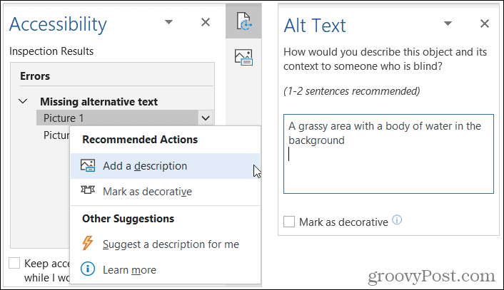 Add Descriptive Alt Text in Word