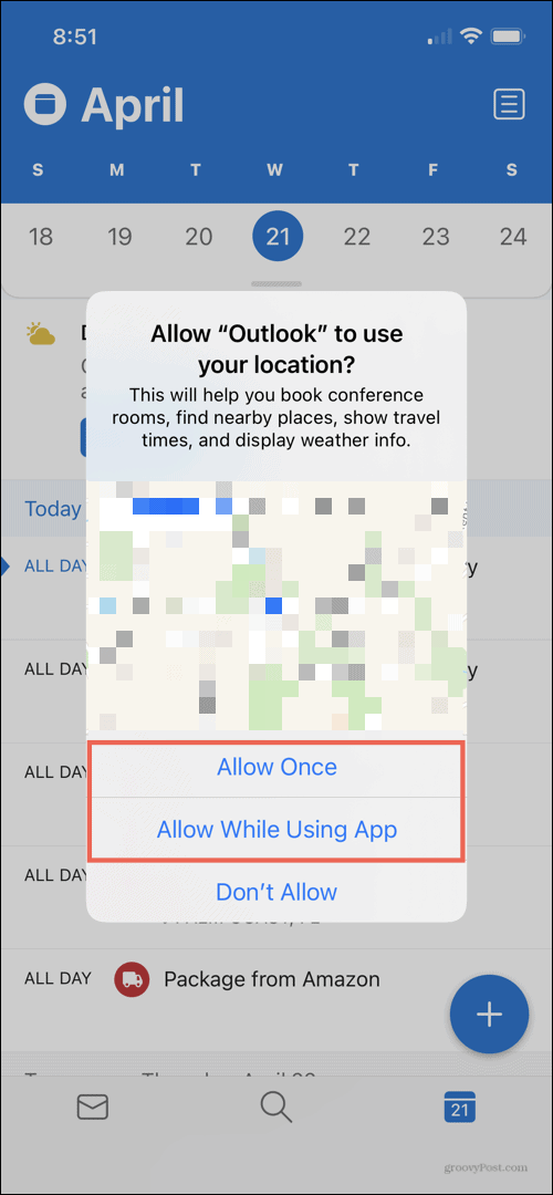 Allow Location for Outlook