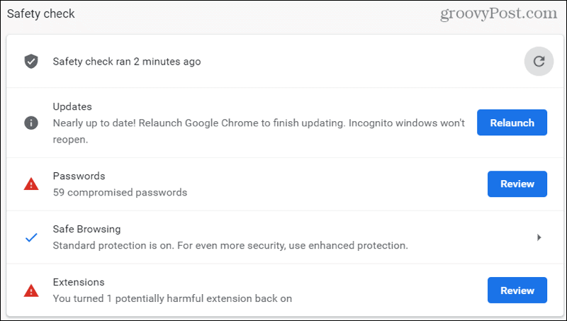 How to Perform a Safety Check in Google Chrome - 60