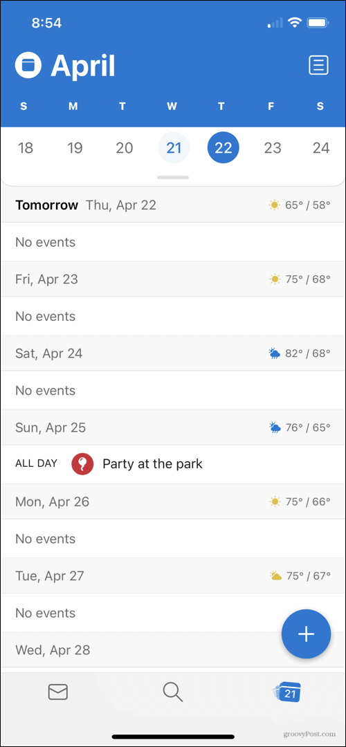 Weather Forecast in Outlook Calendar
