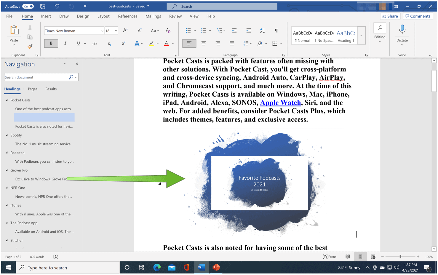 powerpoint presentation into word document