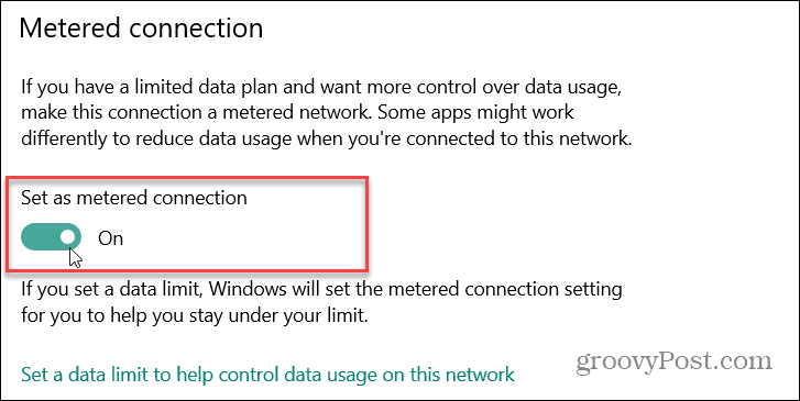  set as metered connection