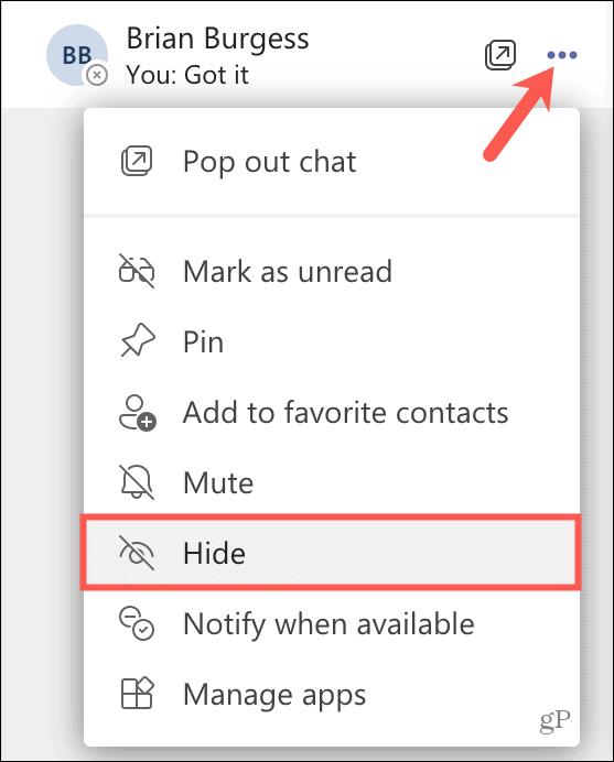 How to Delete or Hide a Chat in Microsoft Teams - 4