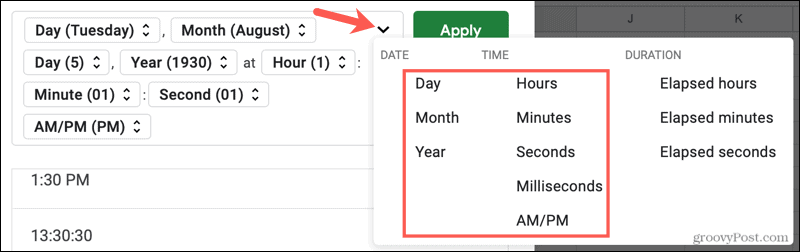 Add an element for date and time