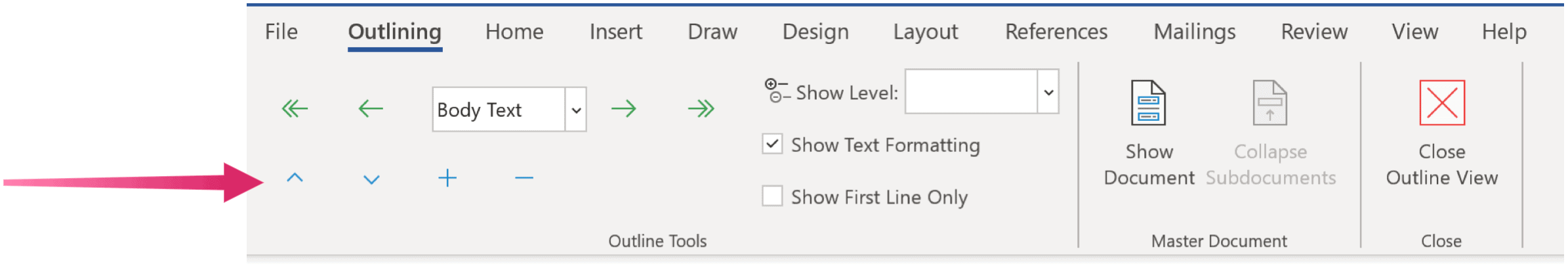 Outline View on Microsoft Word