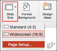Click Slide Size, Page Setup
