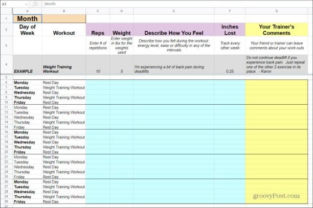 Convenient Weight Tracker Template In Google Docs