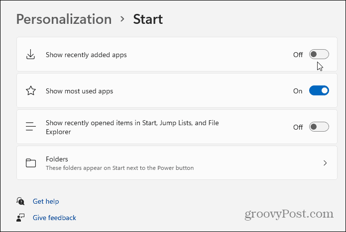 personalization Start windows 11