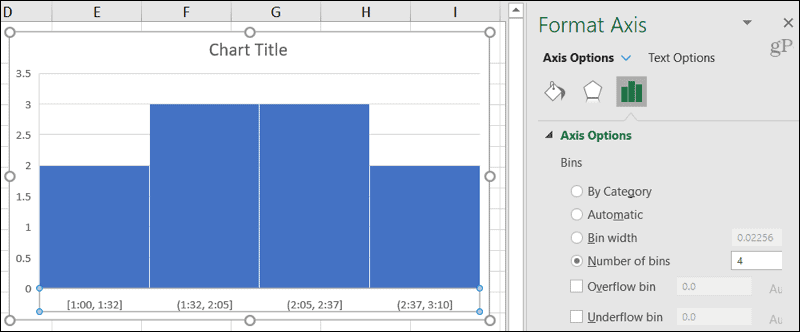 Histogram Axis Options for bins