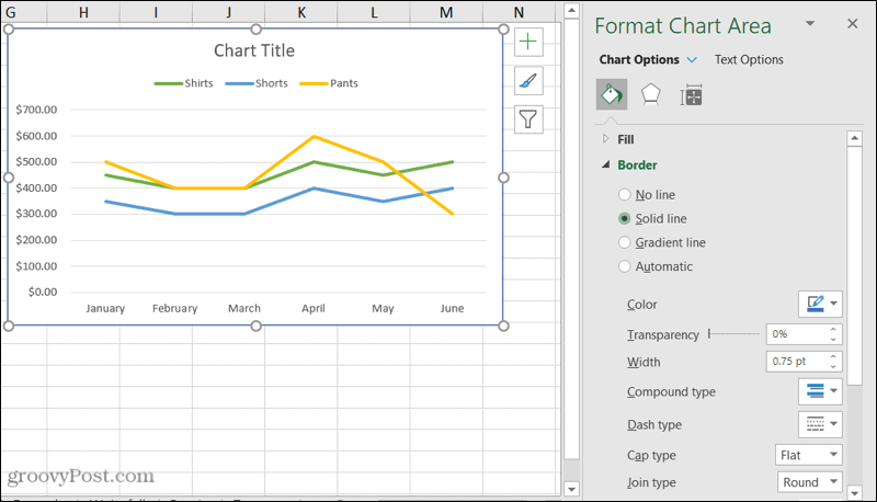 Format Chart sidebar in Excel