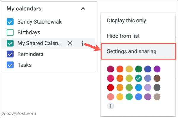 Options, Settings and Sharing