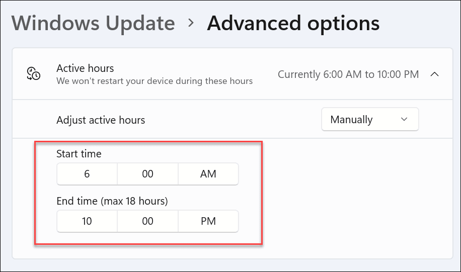 Set Active Hours on Windows 11 to Avoid Windows Update Restarts - 56
