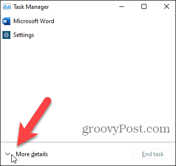 Click More details on the Task Manager