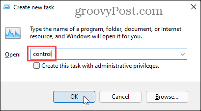 Create New Task dialog in Task Manager